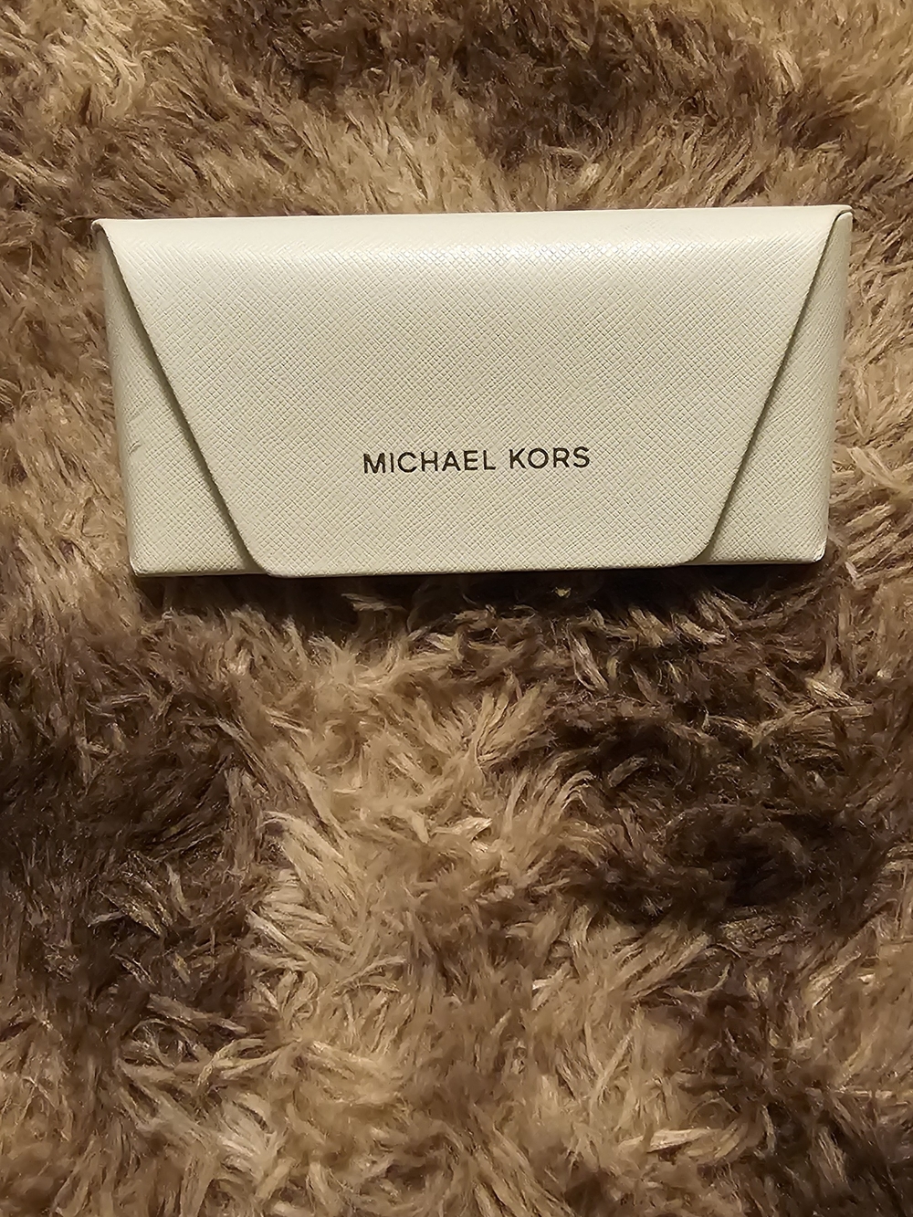 Michael Kors Cream Saffiano Eyewear Case with Gold Logo